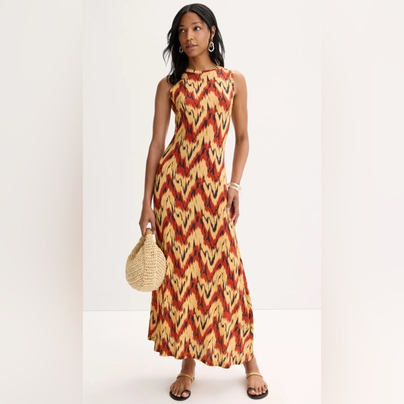 Ulla Johnson Dresses & Skirts - Ulla Johnson Orla Printed Stretch-Jersey Midi Dress | Red Yellow Ikat | Size M